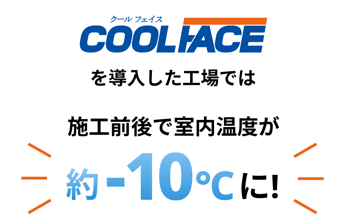COOL FACEを導入した工場では施工前後で室内温度が約-10℃に！
